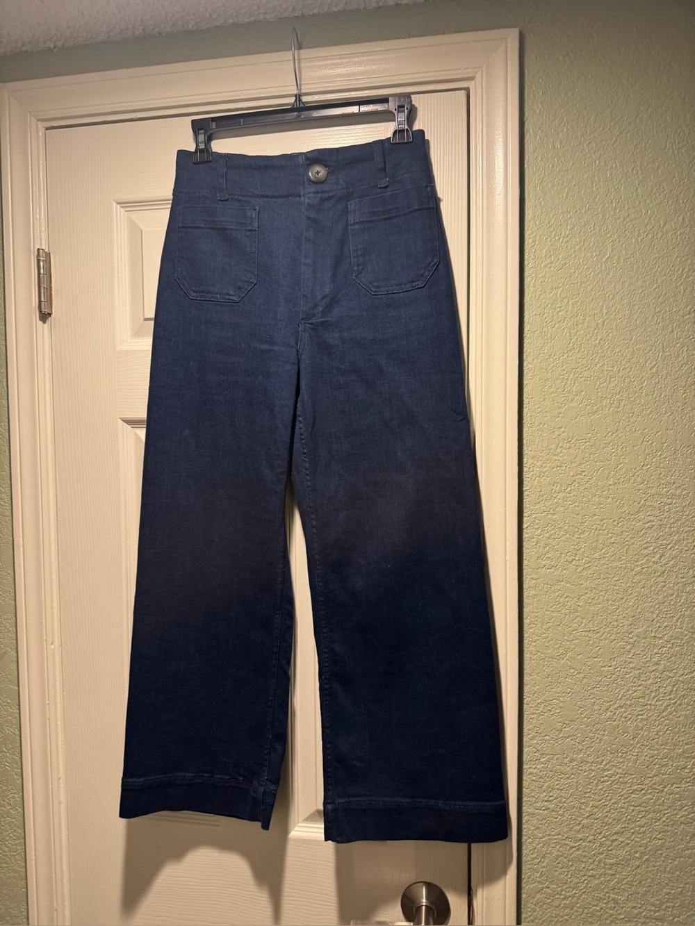 Anthro Maeve Colette Blue Wide-Leg Ankle  Jeans size 27 High Rise Excellent Cond